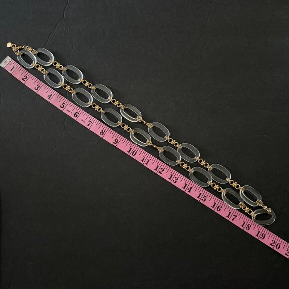 Talbots Gold-Tone Clear Lucite Oval Link Necklace 36" Vintage Inspired - Picture 5 of 5